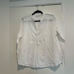 Tantrums Women White Tunic Gauze embroidery. Cottagecore Peasant Blouse